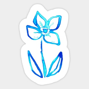 Blue Watercolor Flower Sticker